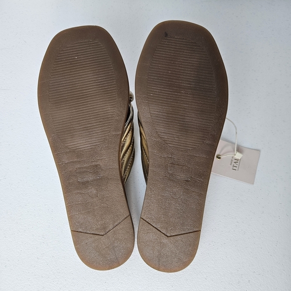 Mila Paoli Gold Metallic Leather Cross Strap Slides Sandals 7.5 Made in Italy - Picture 7 of 8